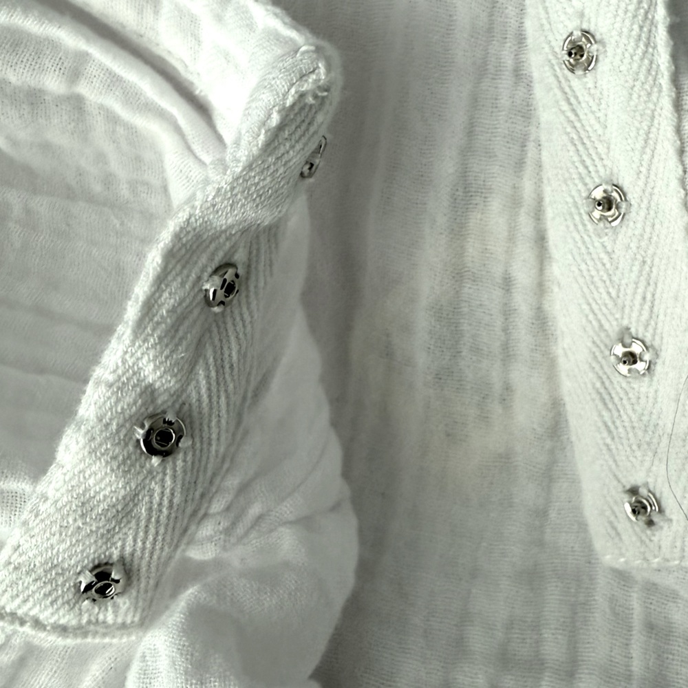 We The Free White Wrap Ribbed 100% Cotton Blouse - Picture 4 of 9